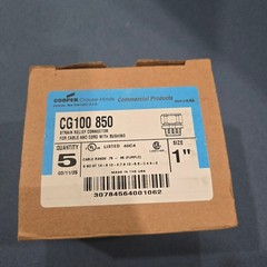 Crouse-Hinds CG100-850, 1″, strain relief connector Cord Grip 0.75-0.85, 5 pcs