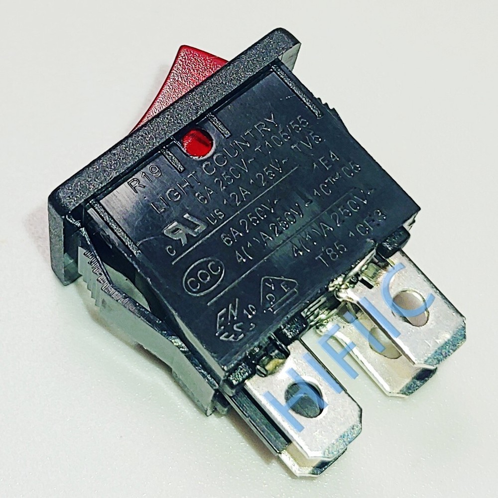 4 Pins 2 Positions 6A 250VAC T105/55 Red Lamp R19 Rocker Switch
