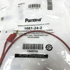 Lot of 4 Pomona 1081-24-2 Stackable Mini Banana Plug Patch Cords, Red, 24″ L
