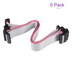 5 Pack Long 30CM 2.54MM Flat Ribbon Cable IDC 24 Pin Connector