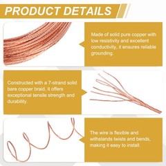 18 Gauge 100ft Bare Copper Ground Wire for Light Fixtures