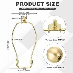 7 Inch Lamp Harp Kit 17.5mm Solid Brass Ball Finial Heavy Duty Bracket Saddle