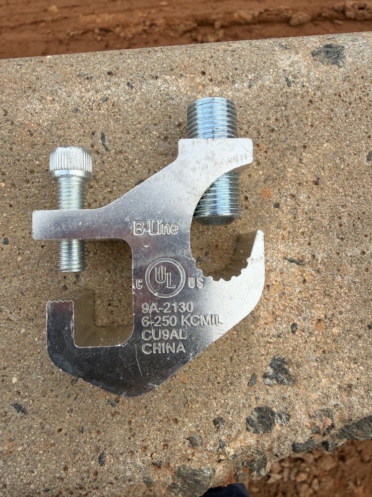 B Line 9A-2130, Cable Tray Ground Clamp, Max 250MCM Ground Wire, Lot Of 9 Pcs