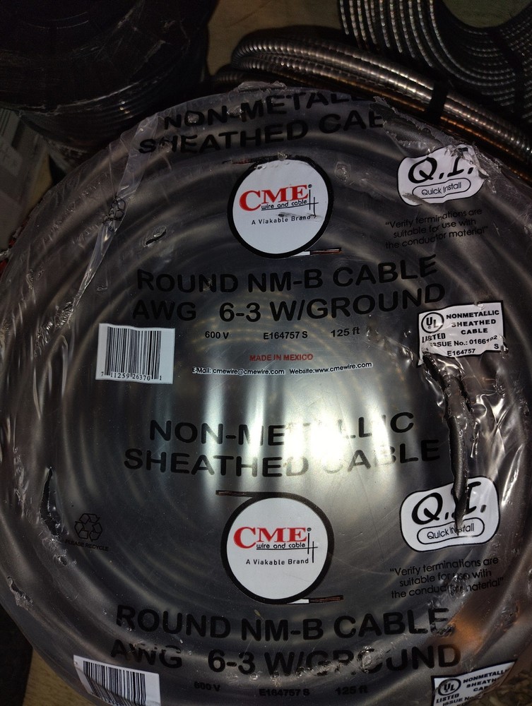 6/3 NM-B Stranded Copper Electrical Wire 125′ Roll CME Not Underground