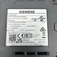 Siemens 6SL3210-5BB17-5UV1 Sinamics V20 1 Phase 200/240V 47-63HZ Converter OPEN