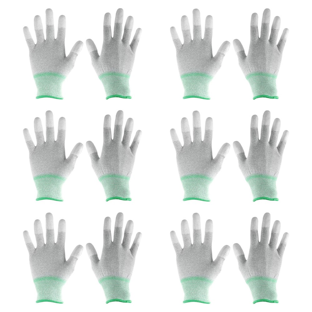 6 Pairs ESD Anti Static Gloves 20cm Overlock Edge PC Gloves(Medium), Green