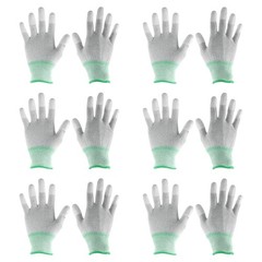 6 Pairs ESD Anti Static Gloves 20cm Overlock Edge PC Gloves(Medium), Green
