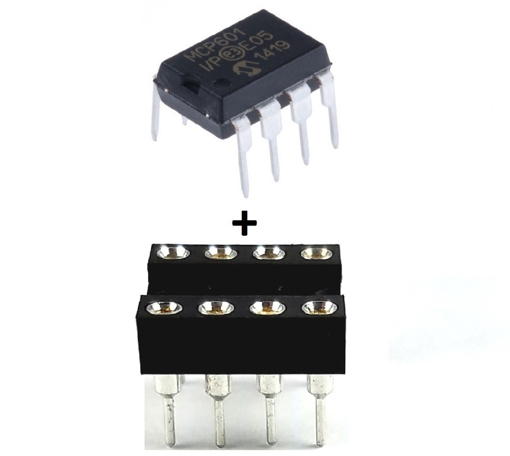 1PCS Microchip MCP601-I/P MCP601 + Socket – Single Supply CMOS Operational Amp