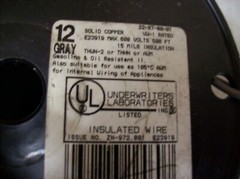#15) NEW Spool of Electric Wire – 12 Guage Solid 224′ Gray