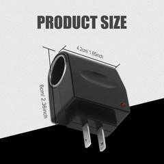 Car Cigarette Lighter to Wall Outlet Adapter Converter, 12V DC 500mA Universal P