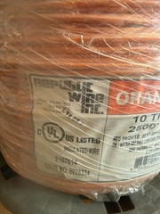 Republic Wire 10 THHN 2500′ REEL ORANGE SOLID Wire Spool E167614 BRAND NEW