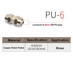 4mm-16mm OD Pneumatic Straight Quick Connector Push In Fitting For Air Tube Hose