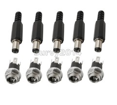 5.5×2.1mm DC Power Supply Plug Connector + Female Metal Panel Mount Socket Jack