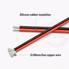 Twin 2-Core Flexible Silicone Cable 8/10/12/14/16/18/20/24/26AWG Wire Red-Black