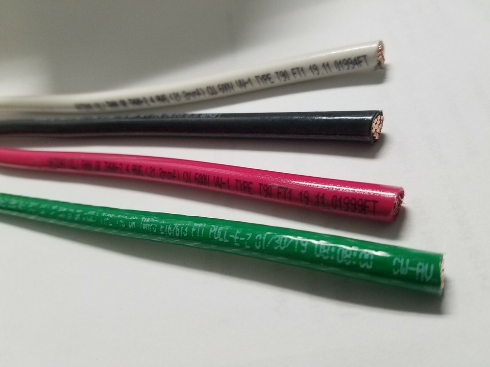75′ EA THHN THWN 4 AWG GAUGE BLACK WHITE RED COPPER WIRE + 75 4 AWG GREEN