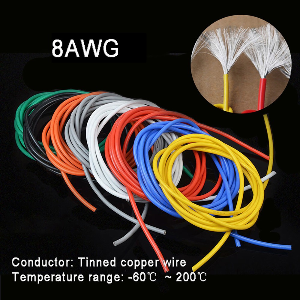 8AWG 8.3mm² Flexible Silicone Cable, HIGH TEMP 200℃, 0.08mm Tinned Copper Wire