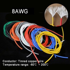 8AWG 8.3mm² Flexible Silicone Cable, HIGH TEMP 200℃, 0.08mm Tinned Copper Wire