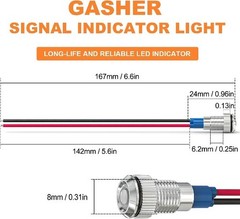 Energy Saving Indicator Light LED Panel Mount 12V 24V 110V 20mA 8mm Hole White
