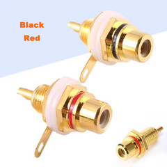 Black/Red Gold RCA Phono Audio Video Female Chassis Insulated Socket Panel Mount