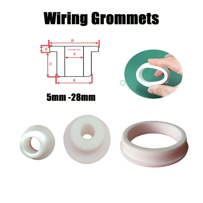 5mm to 28mm Wiring Grommets Silicone Rubber Round Through Hole Grommet White