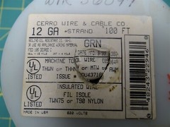 Cerro Wire 12 Gauge Green Machine Tool Wire Partial Reel 68′, Gas/Oil Resistant