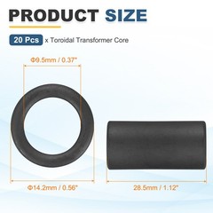20Pcs Toroid Ferrite Core, 14.2×9.5×28.5mm Toroidal Transformer Ring Magnet