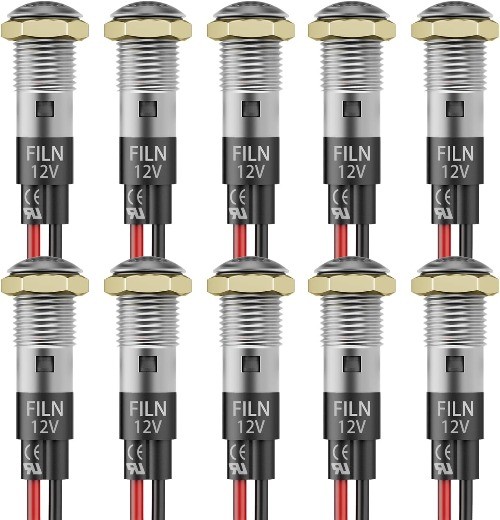 10PCS 12V LED Indicator Light 8mm IP67 Waterproof Low Power Pilot Lights Panel
