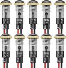 10PCS 12V LED Indicator Light 8mm IP67 Waterproof Low Power Pilot Lights Panel
