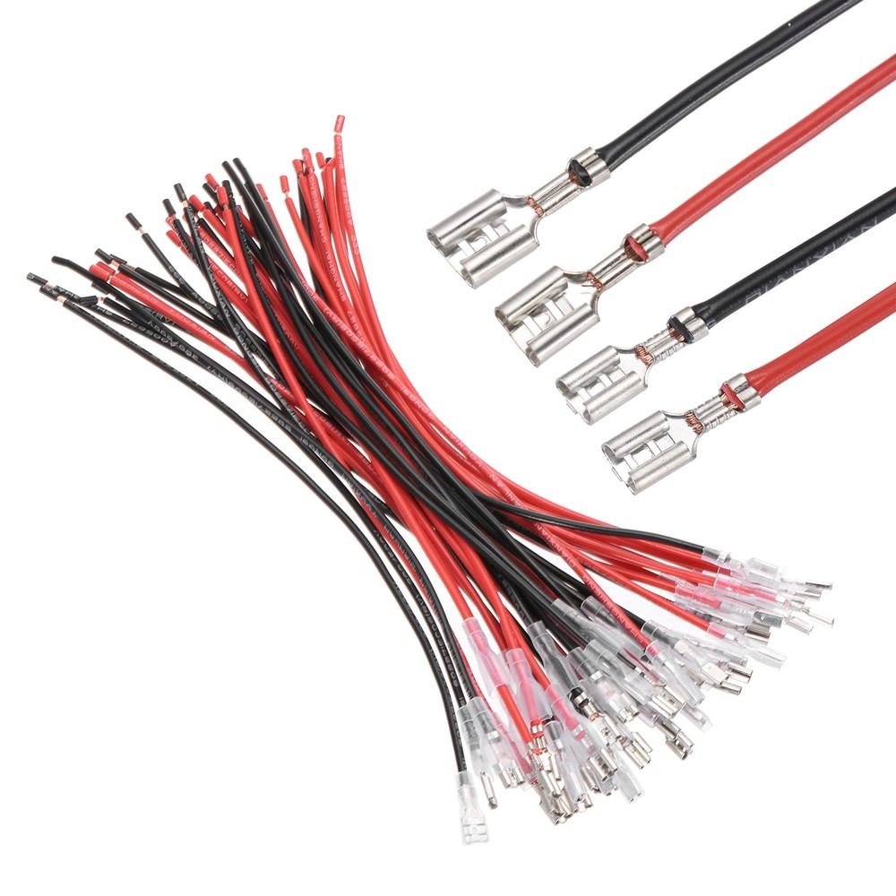 40Pcs Female Spade Crimp Terminal 2.8mm and 4.8mm 20cm Wires