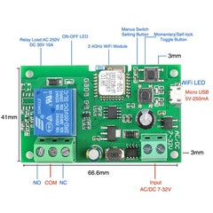 2/4PC Self-locking Sonoff WiFi Wireless Smart Switch Relay Module 7V-32V US
