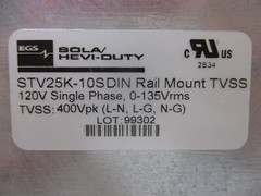 Sola STV25K-10SDIN Rail Mount Surge Suppressor TVSS 120V 1PH 0-135Vrms