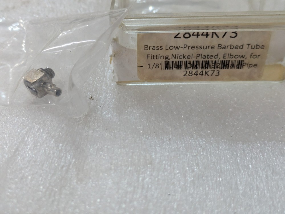 2844K73 Brass Low-Pressure Barbed Tube Fitting Nickel-Plated Elbow 1/8 2/ORDER