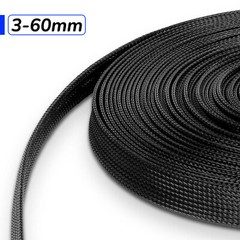 Black PET Expandable Wire Cable Sleeving Sheathing Braided Loom Tubing 1/8″ – 2″