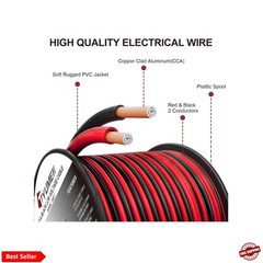 40FT 18 Gauge 2pin 2 Color Red Black Cable Hookup Electrical Wire LED Strips …