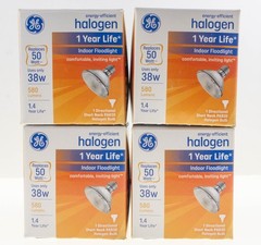 4- GE Directional Flood Light Bulb, Indoor, Short Neck, Par 30, 50w 69166 TESTED