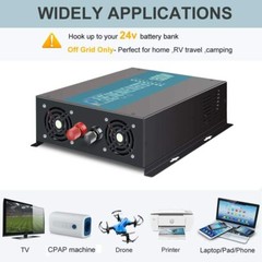 1500W 24V to 120V DC AC Power Inverter Off Grid Pure Sine Wave Inverter Solar RV