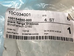 Lot of 3 100154550-000 Blank Flange D160mm, 180463
