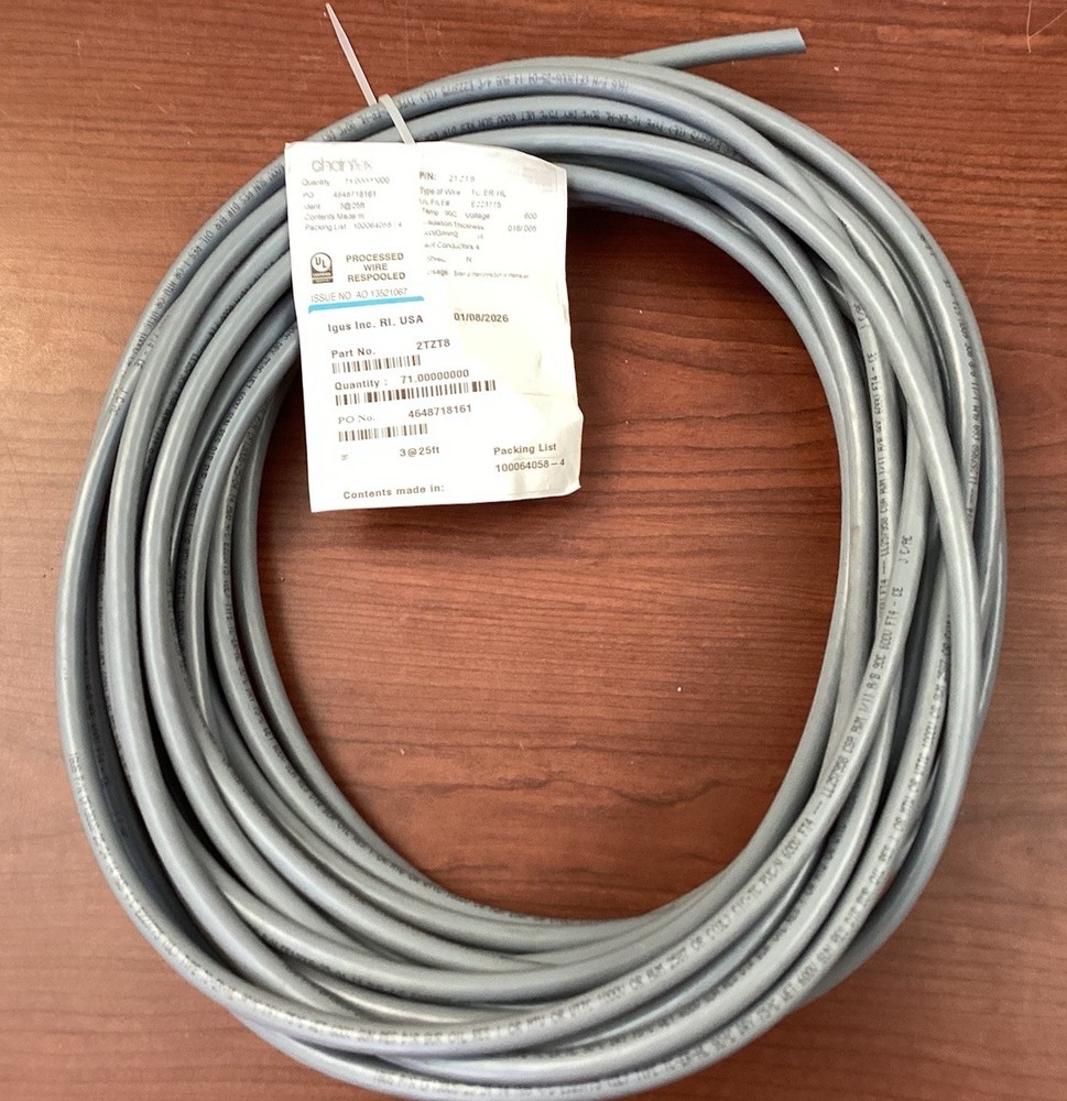 CHAINFLEX CF130US-25-04-25 Control Cable 14AWG 4 Conductors PVC 25 ft Gray B230