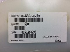 892NBS-220M=P3 TOKO Ind Power Shielded Wirewound 22uH 20% 100KHz 2.5A 10 PIECES