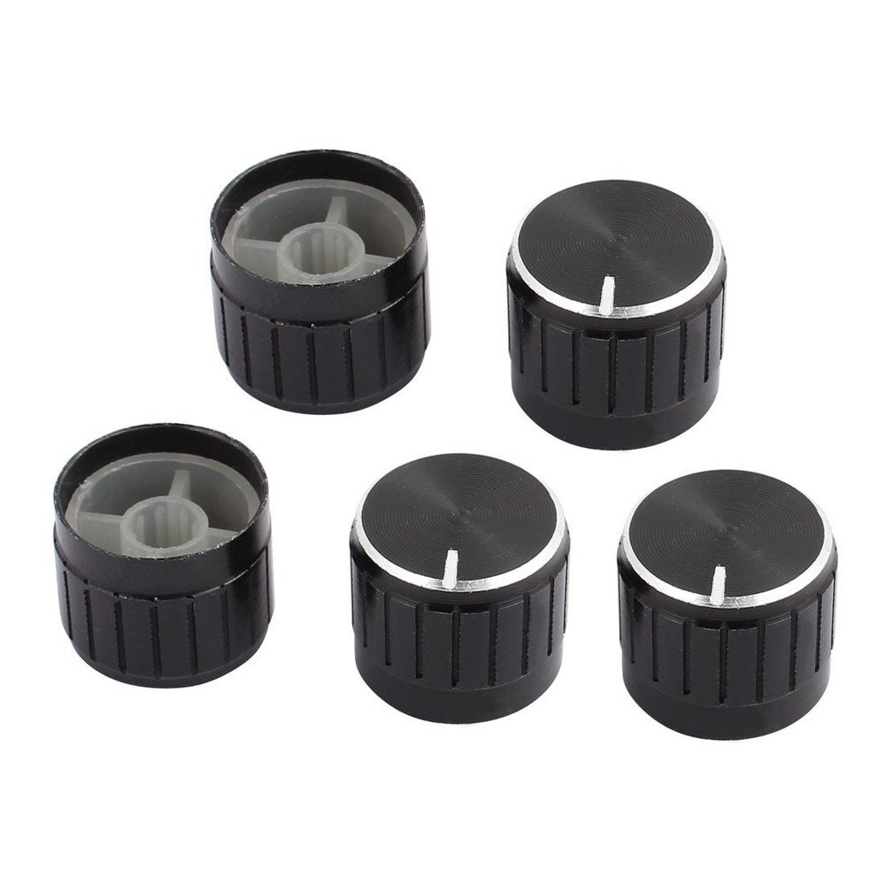 5 Pcs 6mm Diameter Bulb Light Lamp Dimmer Control Rotary Knob Cap Black