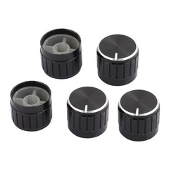 5 Pcs 6mm Diameter Bulb Light Lamp Dimmer Control Rotary Knob Cap Black
