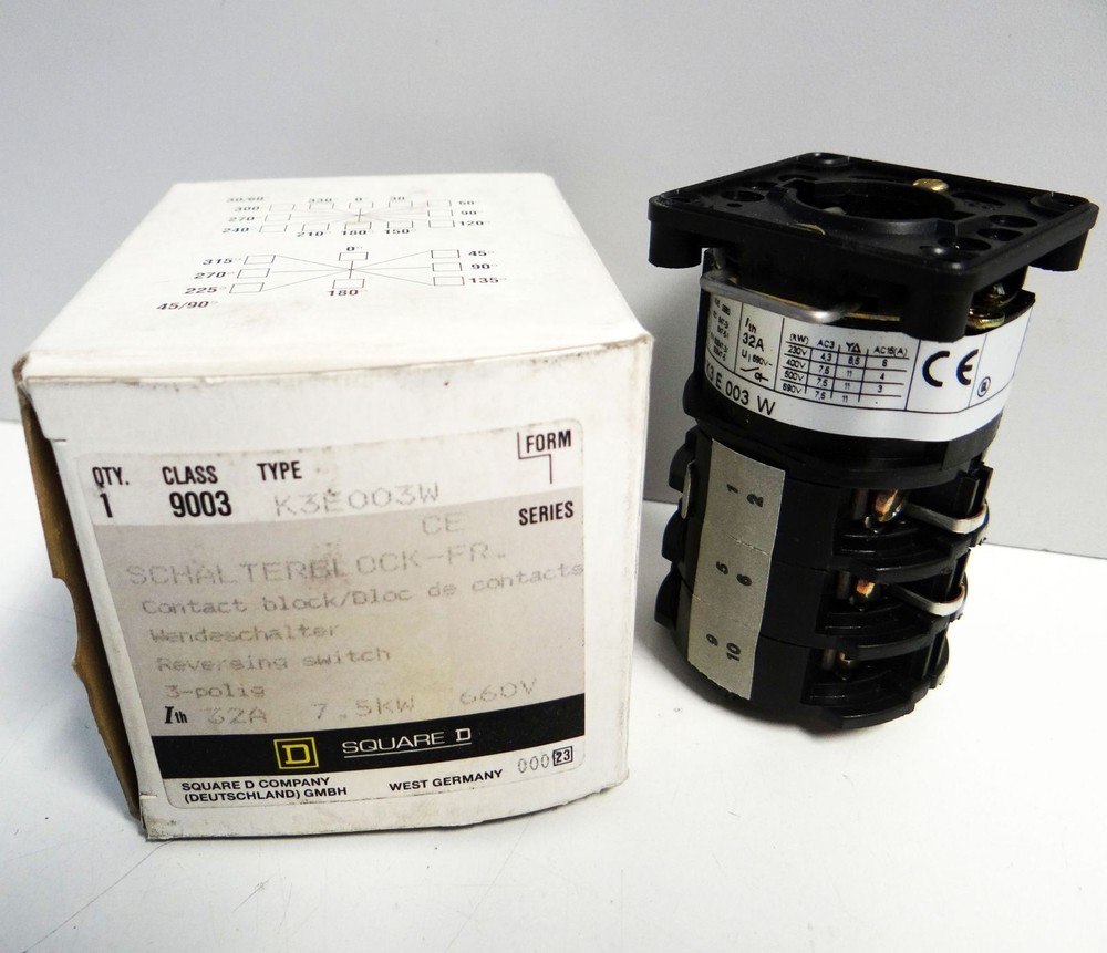 Schneider Electric (SQUARE) K3E003W 9003 Contact Block Switch Block -Unused/Original Box-