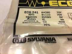 Sylvania ECG 241 NPN Silicon Audio Power & Switching 60w 2MHZ Component