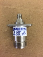 NEW MidWest Microwave Adaptor, Model 2579… “N” female flanged /SMA Female.