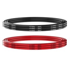 Hook Up Wire 14 Awg, 20 Feet Silicone, High Temp Resistant, Red Black