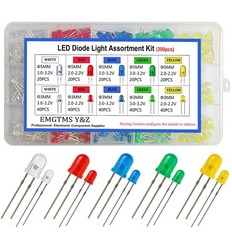 300pcs 3mm 5mm LED Diode Assortment Kit White Red Blue Green Yellow Light