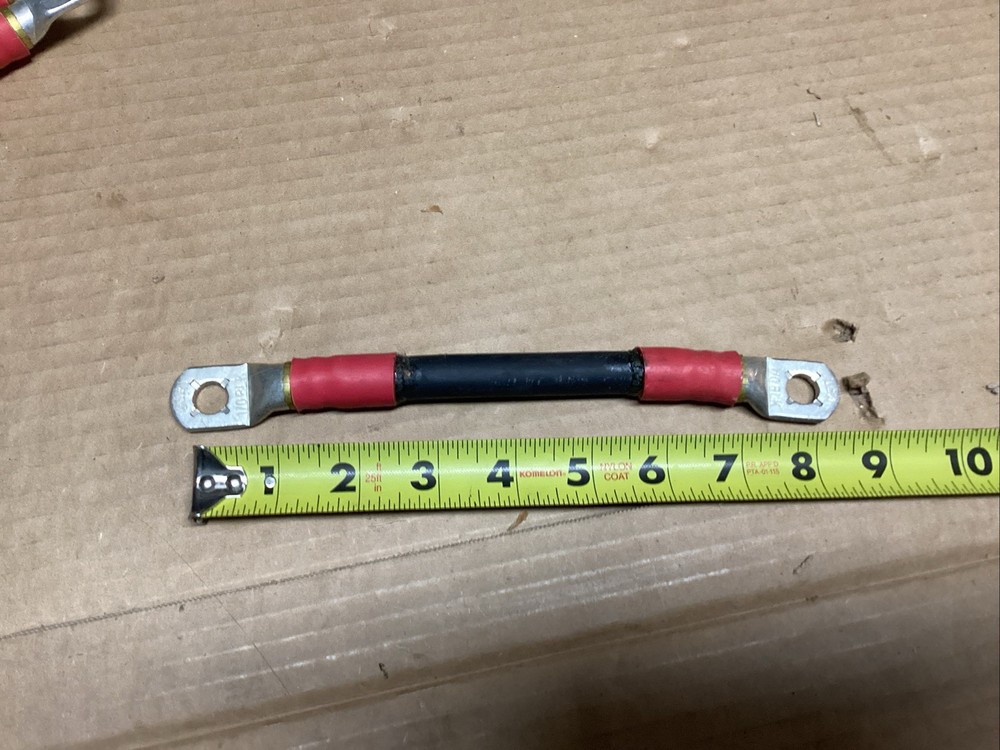 1/0 AWG Gauge Custom Battery Cable Copper 8 Inches Long. 3/8 Bolt Hole
