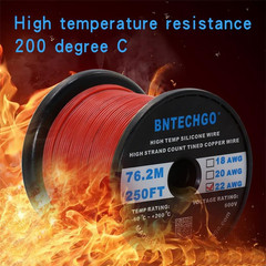 22 Gauge Silicone Wire Spool 250 ft Red Flexible 22 AWG Stranded Tinned Copper W