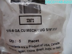 QTY=15:Kimball Midwest 8 1/0 AWG 5/16″Stud Straight Tongue Copper Mechanical Lug