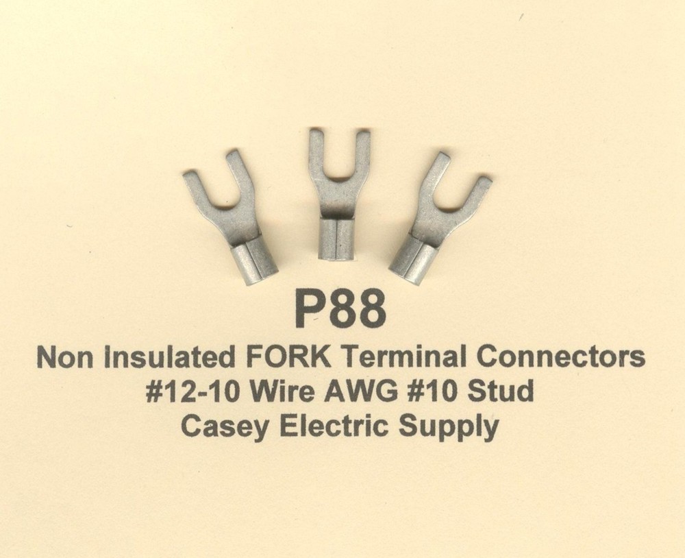 50 Non-Insulated FORK Spade Terminal Connectors #12-10 Gauge Wire AWG #10 Stud